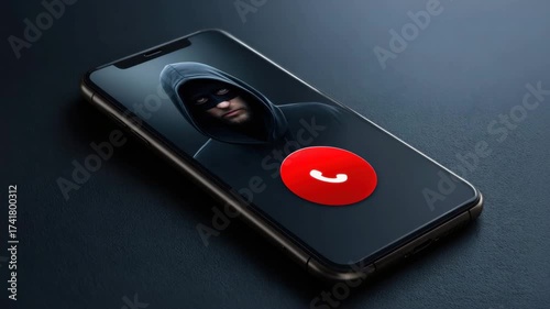 Phone call hacker cybercrime dark technology security smartphone mobile thief mask hoodie danger fraud internet online communication screen digital threat black risk scam identity privacy alert phone