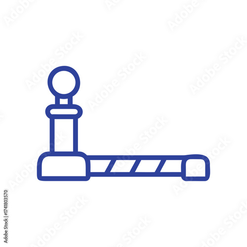 Blue Outline Icon of a Barrier Gate or Boom Gate on a White Background security entrance