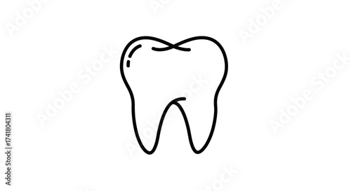 Minimal Tooth Icon Outline – Simple Dental Logo Symbol in Flat Design