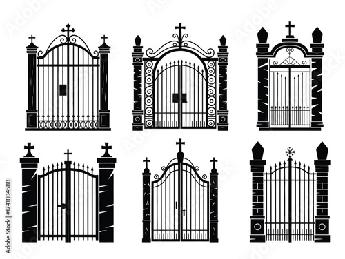Elegant wrought iron gates collection with ornate details for historical designs
