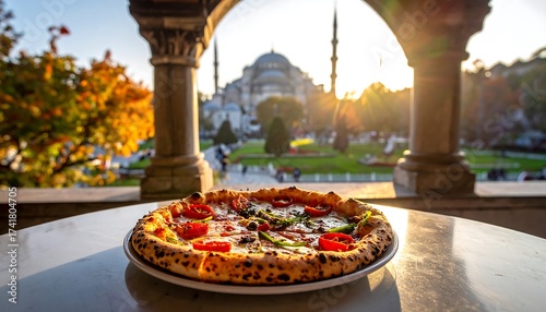 Pizza with a view of Istanbul's iconic mosque: A culinary and travel delight