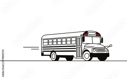 Classic school bus driving down the road, ready to transport students safely home