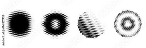black white circular halftone dot pattern.eps10