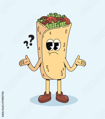 kebab confused groovy cartoon illustration