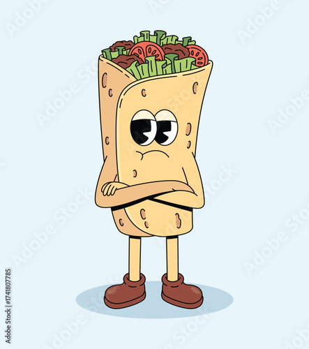 kebab crossed arms groovy cartoon illustration