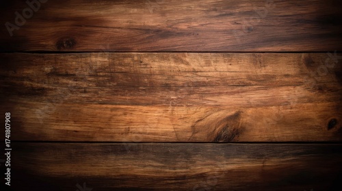 Wood Texture | Dark Brown Wooden Planks Texture Background with Natural Grain and Knot Details Overhead Shot
