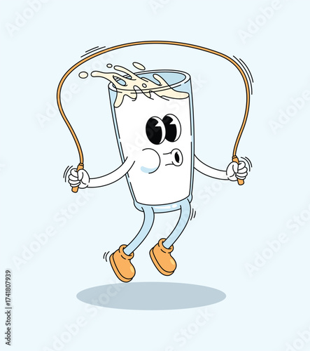milk jump rope cartoon illustration