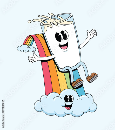 milk slide rainbow cartoon illustration