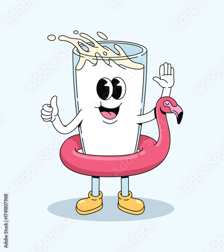 milk float beach cartoon illustration