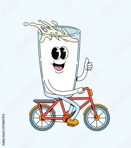 milk bicycle cartoon illustration