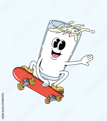 milk skateboard cartoon illustration