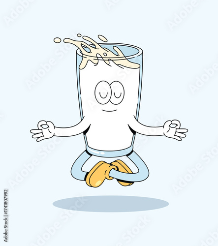 milk meditation cartoon illustration