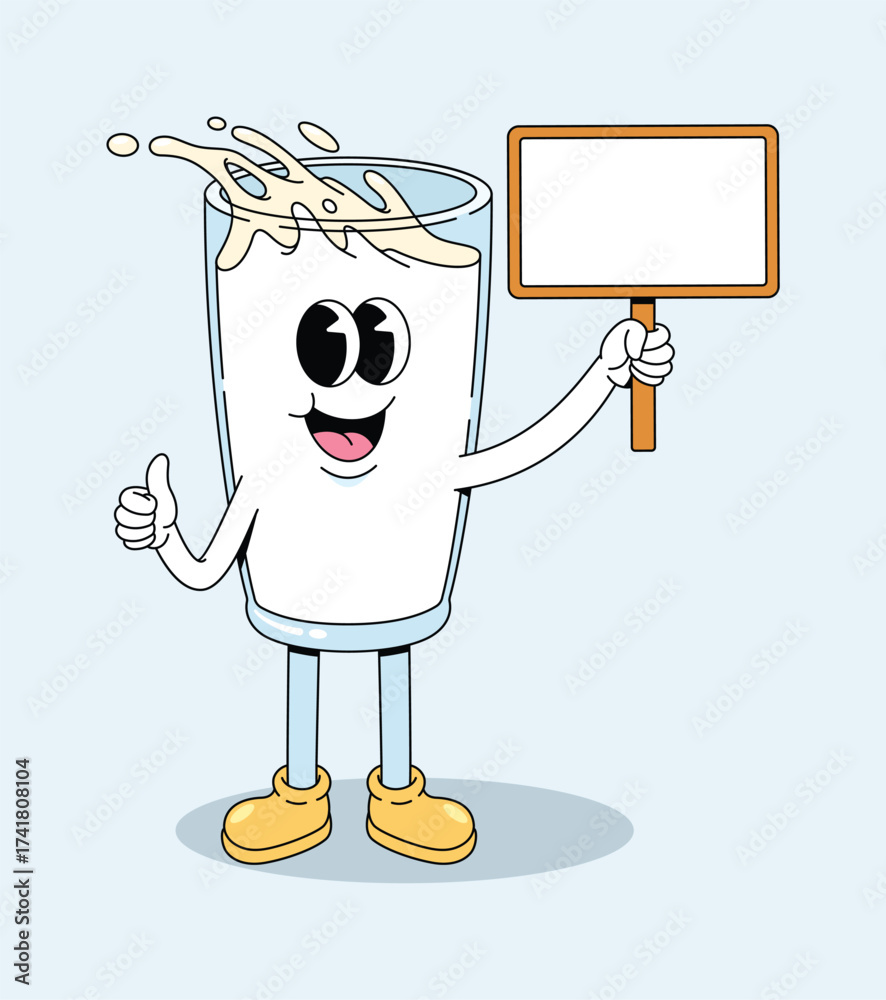 Obraz premium milk blank board groovy cartoon illustration