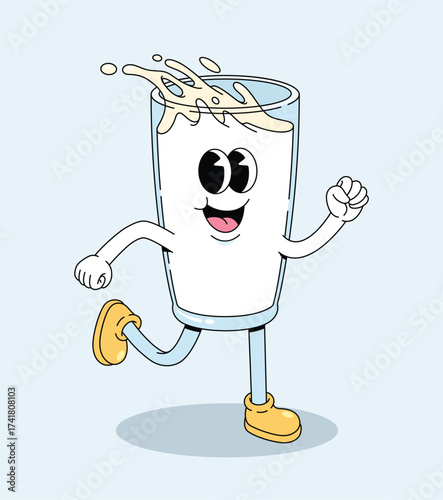 milk walk groovy cartoon illustration
