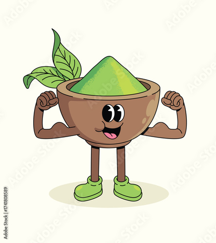 matcha strong groovy cartoon illustration