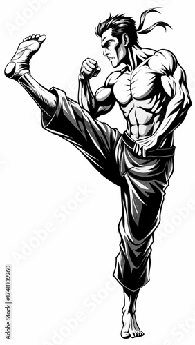 a martial artist executing a high kick