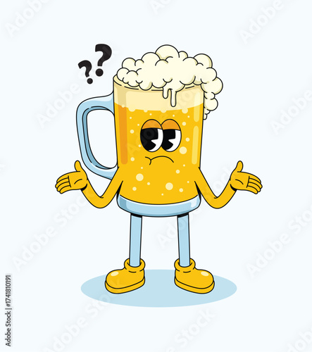 beer confused groovy cartoon illustration