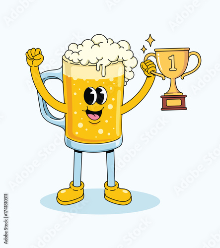 beer trophy groovy cartoon illustration