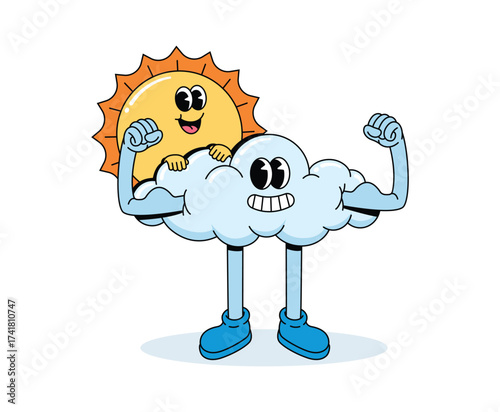 cloud strong groovy cartoon illustration