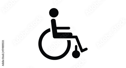 Universal accessibility symbol person in wheelchair silhouette simple iconic representation for disabled mobility access and inclusion