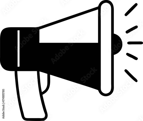 Black and White Megaphone Illustration Amplifying Your Message with Bold Simplicity for Maximum Impact
