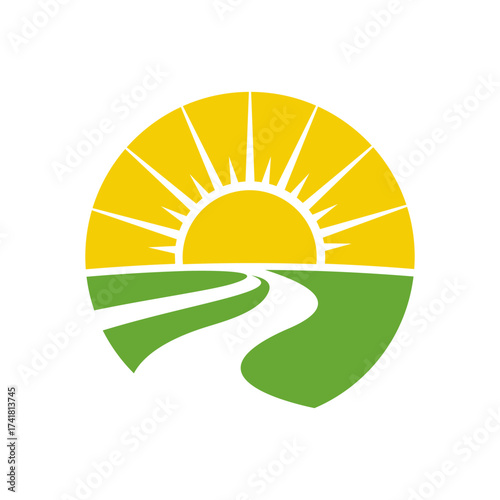 pathway sunrise logo images vector template