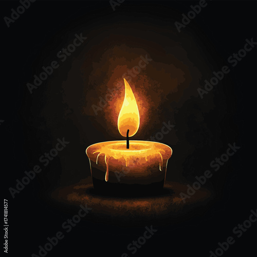 Flickering Candle Flame A Contemplative Spiritual Image of Inner Light and Personal Journey Against a Dark Textured Background, Symbolizing Mystery, Existence, and Soulful Reflecti