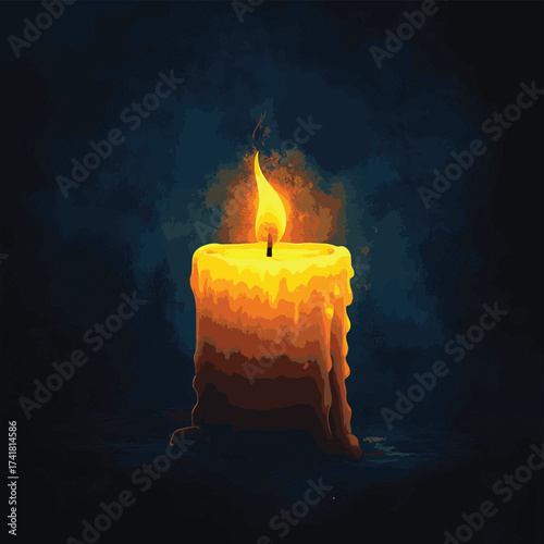 Flickering Candle Flame A Contemplative Spiritual Image of Inner Light and Personal Journey Against a Dark Textured Background, Symbolizing Mystery, Existence, and Soulful Reflecti