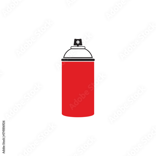 A red spray paint can with a white top against a white background vector design