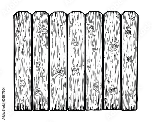 Wooden fence panels texture vector illustration