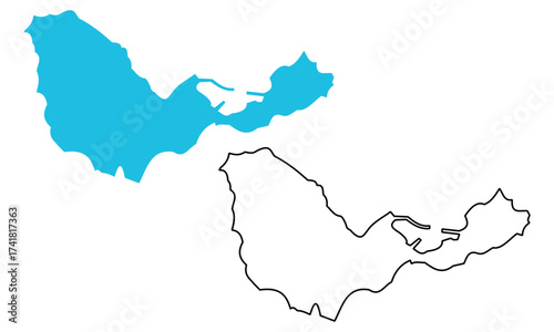 Map of Ceuta autonomous city of Spain. Map with detailed outlines and blue silhouettes