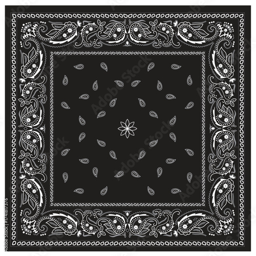 Bandana Paisley, Handkerchief Design Template Vintage Style Vector Background