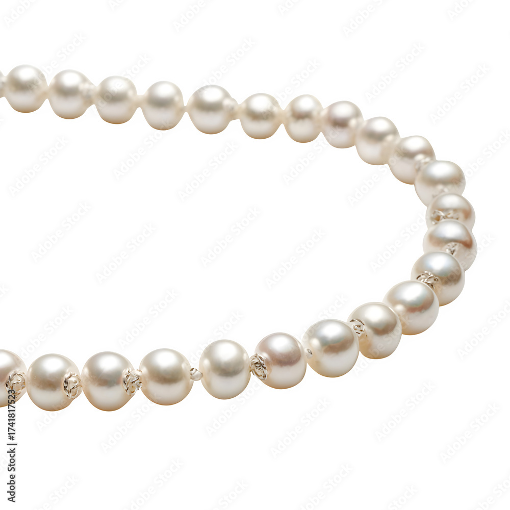 Fototapeta premium Pearl necklace with diamond accents isolated on transparent background