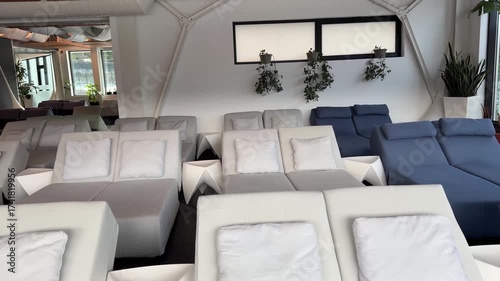 modern relaxation lounge on a floating spa boat