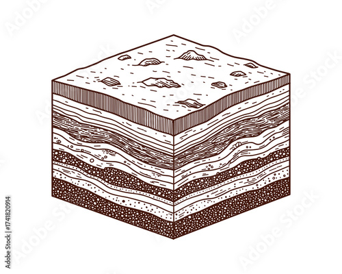geological layers cross section vector illustration