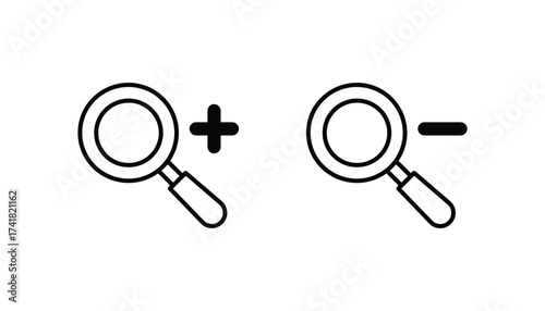 Magnifying glass zoom in and zoom out vector illustration