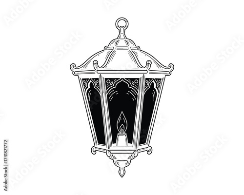 Vintage lantern candle light vector illustration