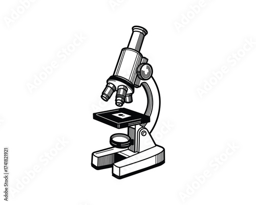 microscope black and white vector illustration