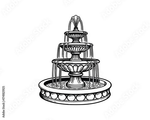 Three tier fountain vector illustration