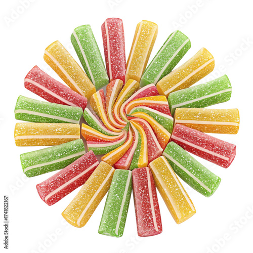 Delicious colorful candy wheel creating fun and playful design elements, perfect for sweet treats or playful designs, brings joy and vibrant energy