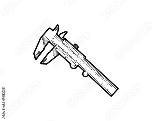 Vernier caliper measurement tool vector illustration
