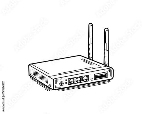 Wireless router with antennas vector illustration