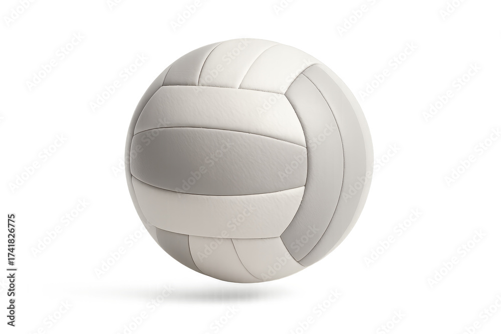 Fototapeta premium Pristine volleyball floating centered on pure white background with realistic soft shadow