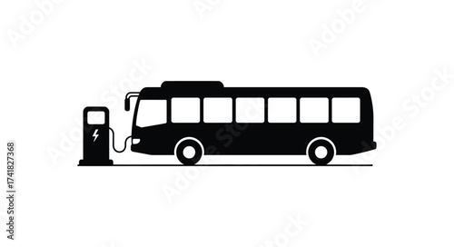 Modern city bus charging at an electric charging station symbolizing sustainable public transportation eco-friendly urban mobility