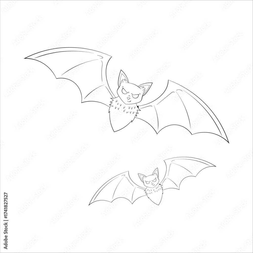 Fototapeta premium BAT HALLOWEEN LINEART ILLUSTRATION