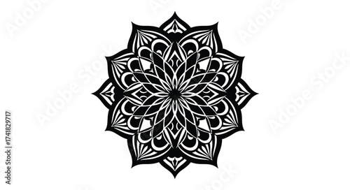 Intricate floral mandala design isolated on white for decorative and spiritual applications