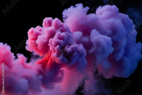 Vibrant pink and purple smoke swirling against a dark background