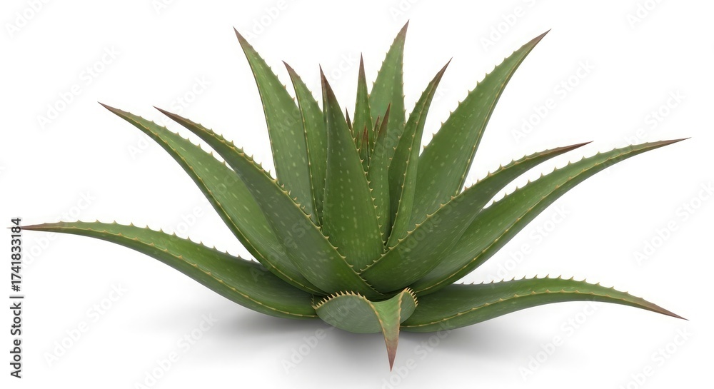 Fototapeta premium Aloe vera plant succulent medicinal herb green leaves nature botanical healthy skincare ingredient isolated