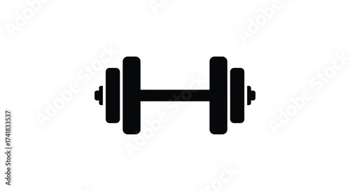 Simple silhouette of a black dumbbell isolated on a for fitness and exercise themes