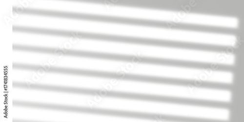 Horizontal shadow overlay effect from window blinds creating parallel stripes of light and shadow on a transparent background, ideal for minimalist design and digital art
